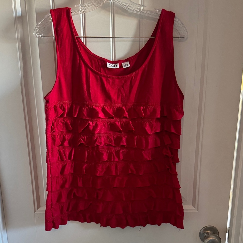 Cato Red Layered Ruffle Tank Top